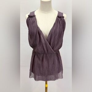 DELETTA for ANTHROPOLOGIE Muted purple sleeveless surplice Blouse size M